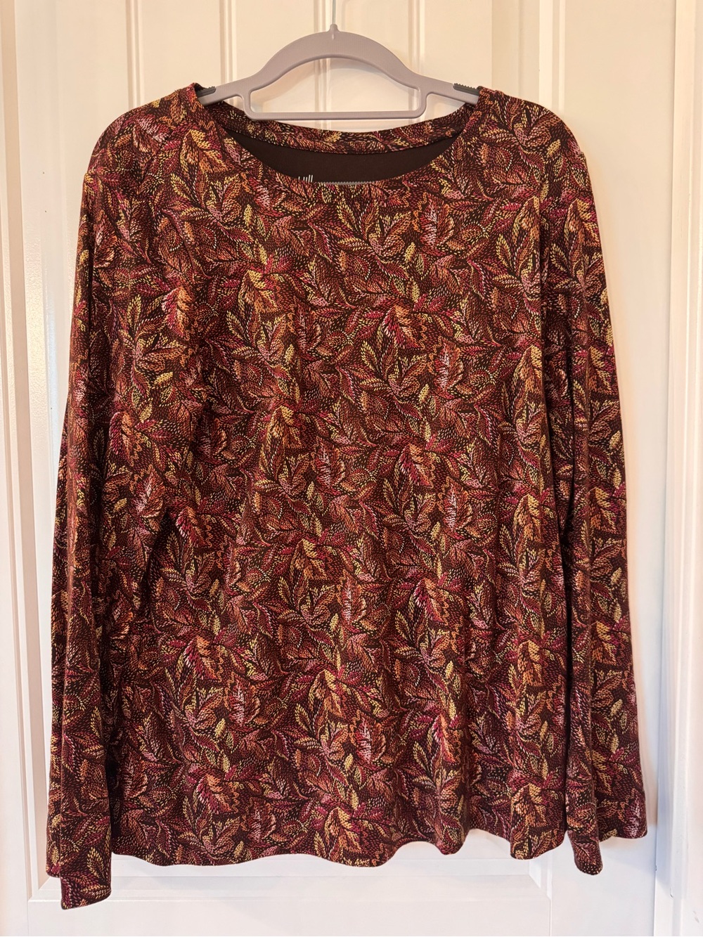 J.Jill Pima Cotton Autumn Leaf Long Sleeve Tee L